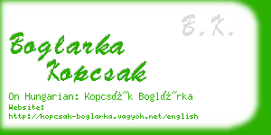 boglarka kopcsak business card